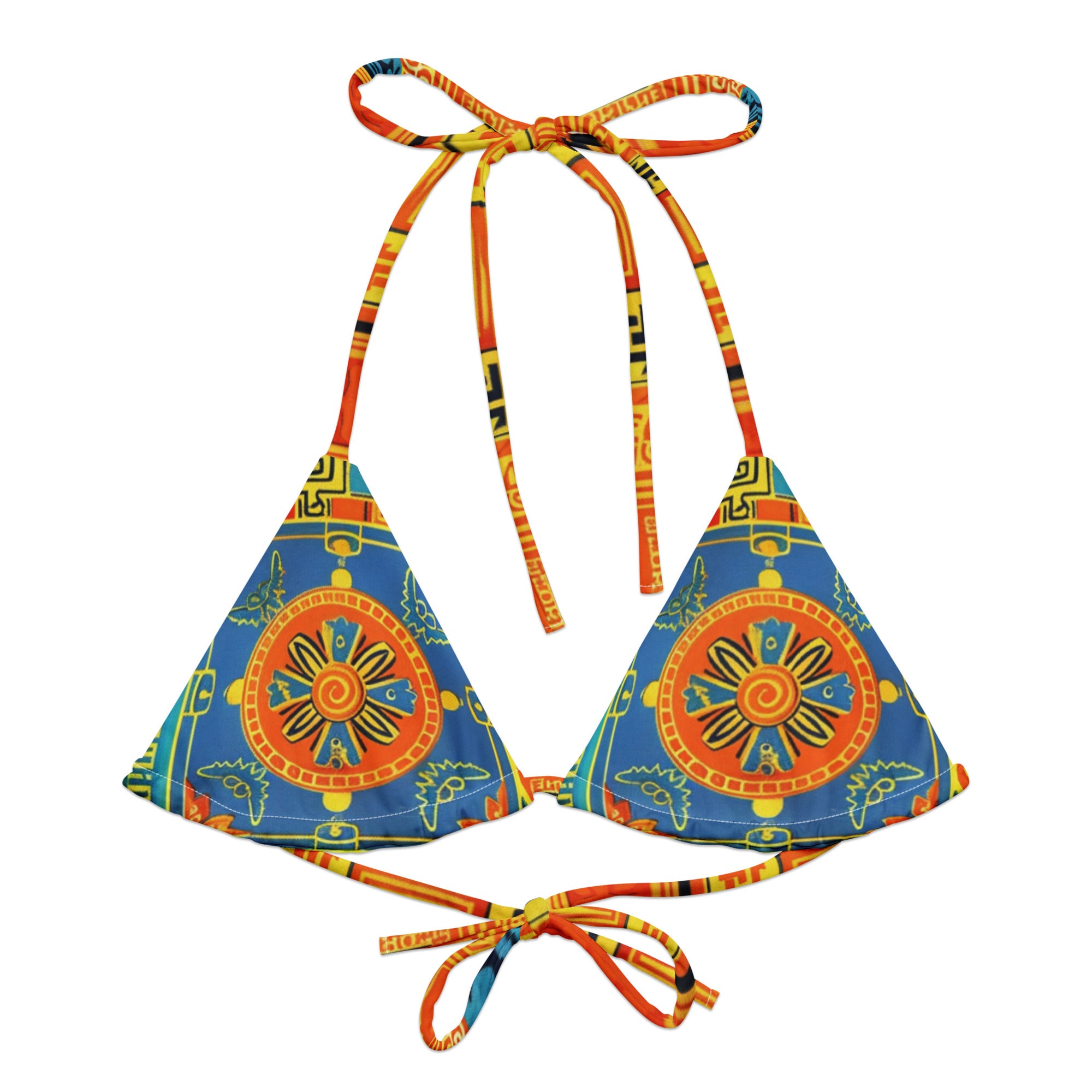 All-over print recycled string bikini top
