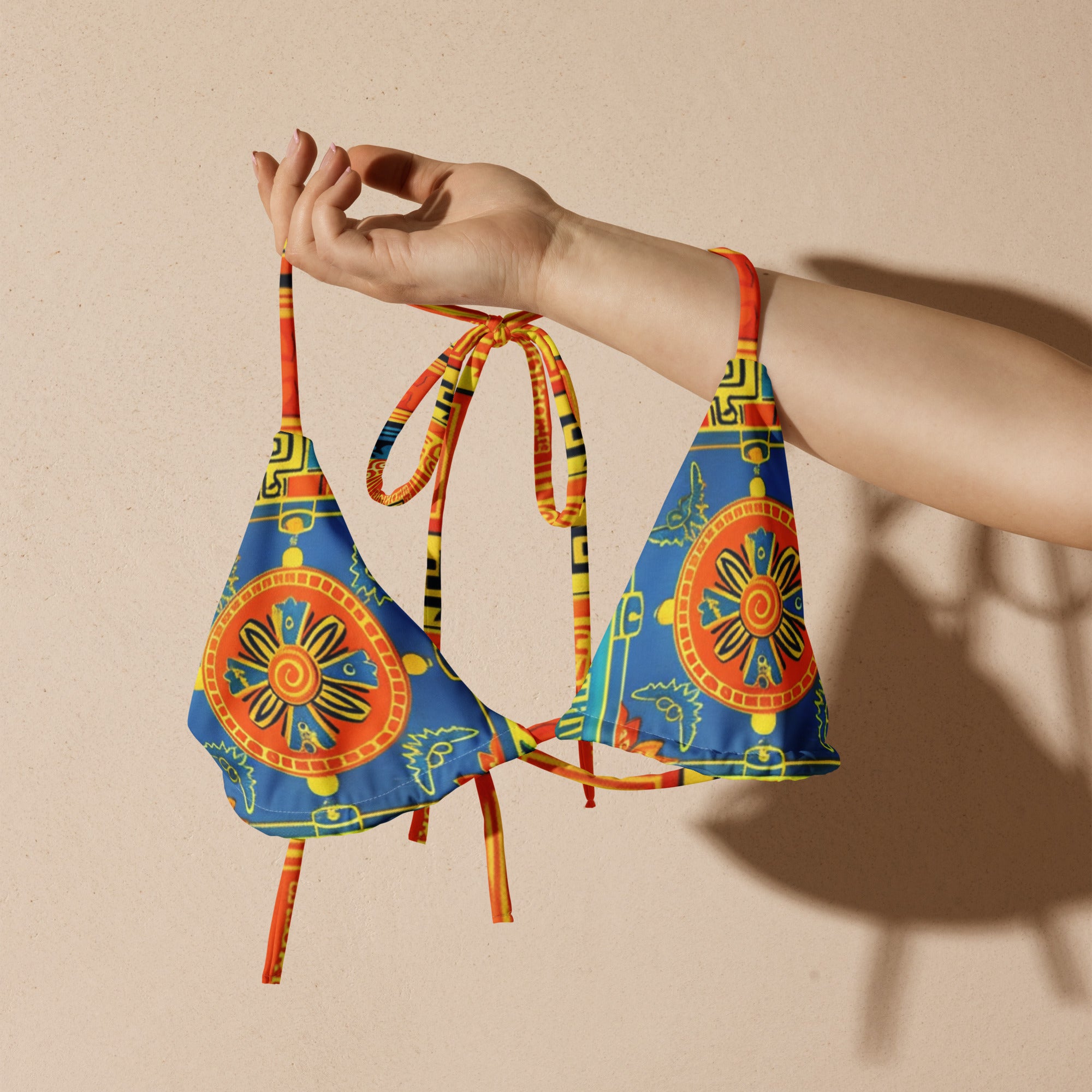 All-over print recycled string bikini top
