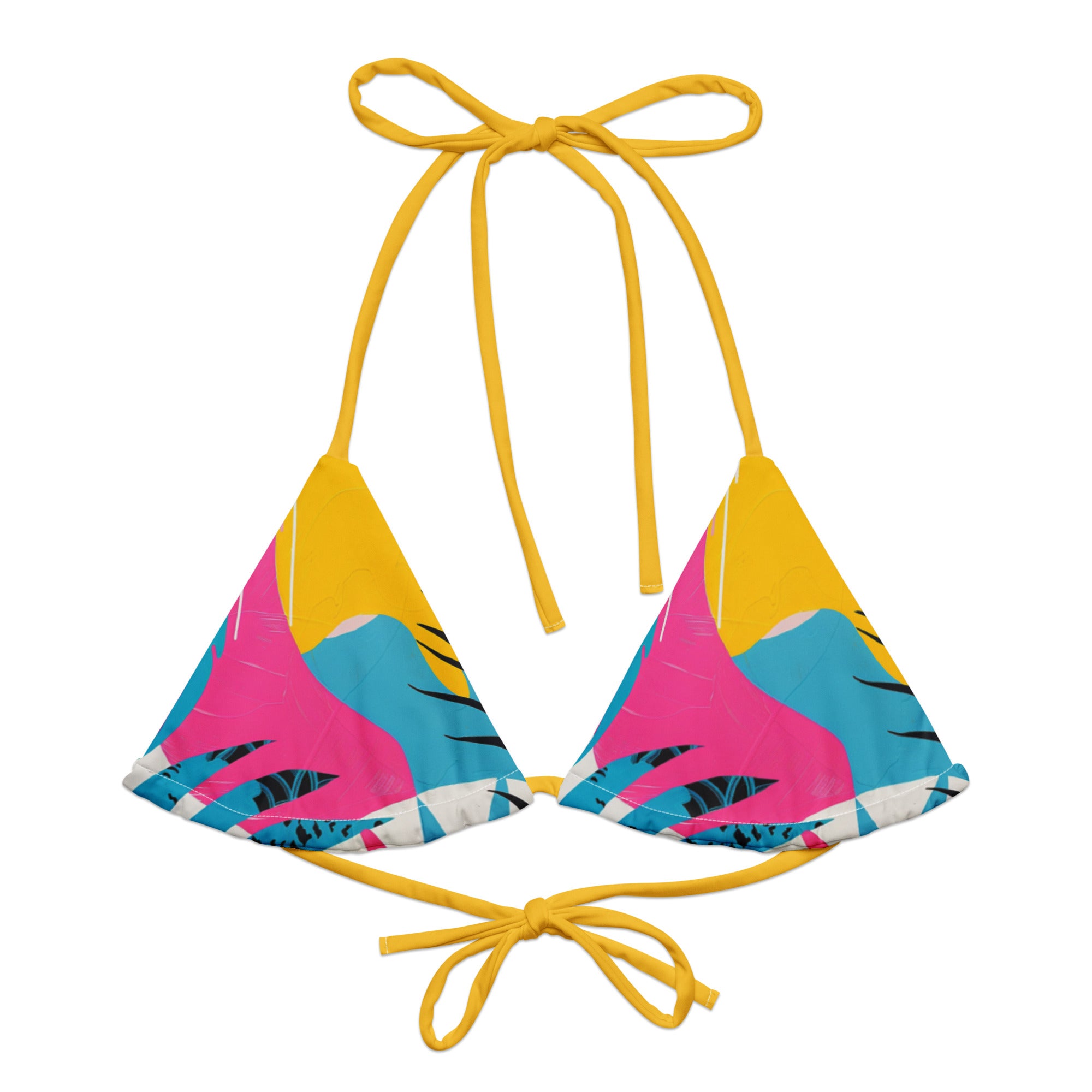 All-over print recycled string bikini top