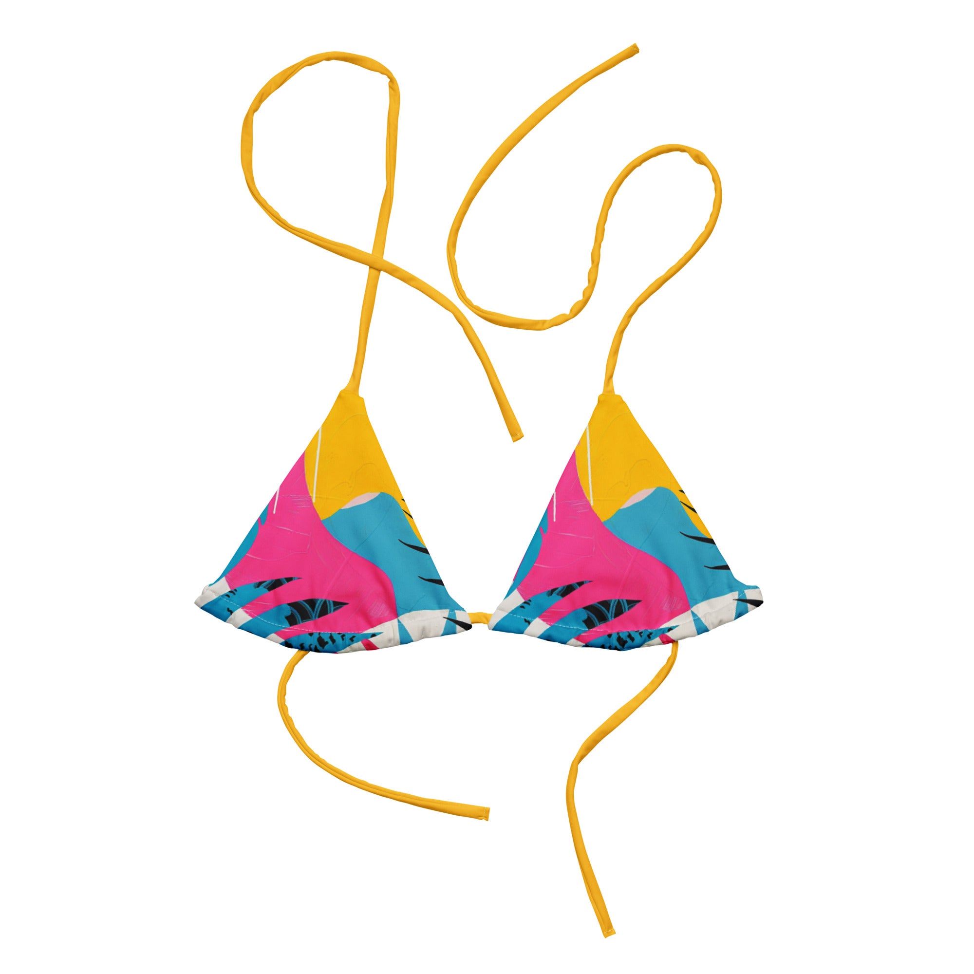 All-over print recycled string bikini top