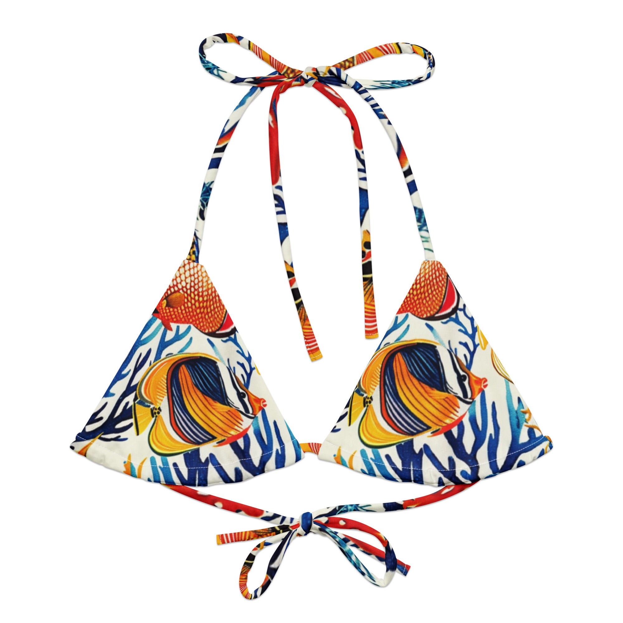 All-over print recycled string bikini top