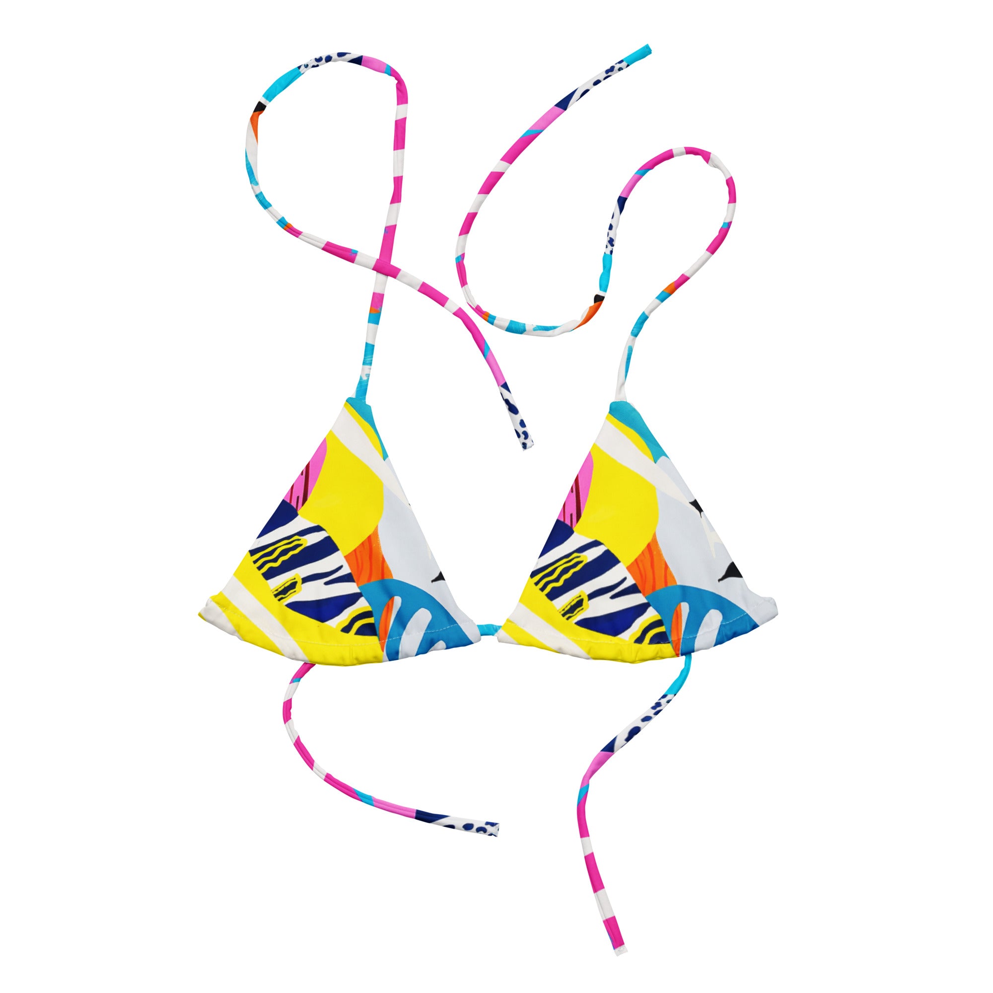 All-over print recycled string bikini top