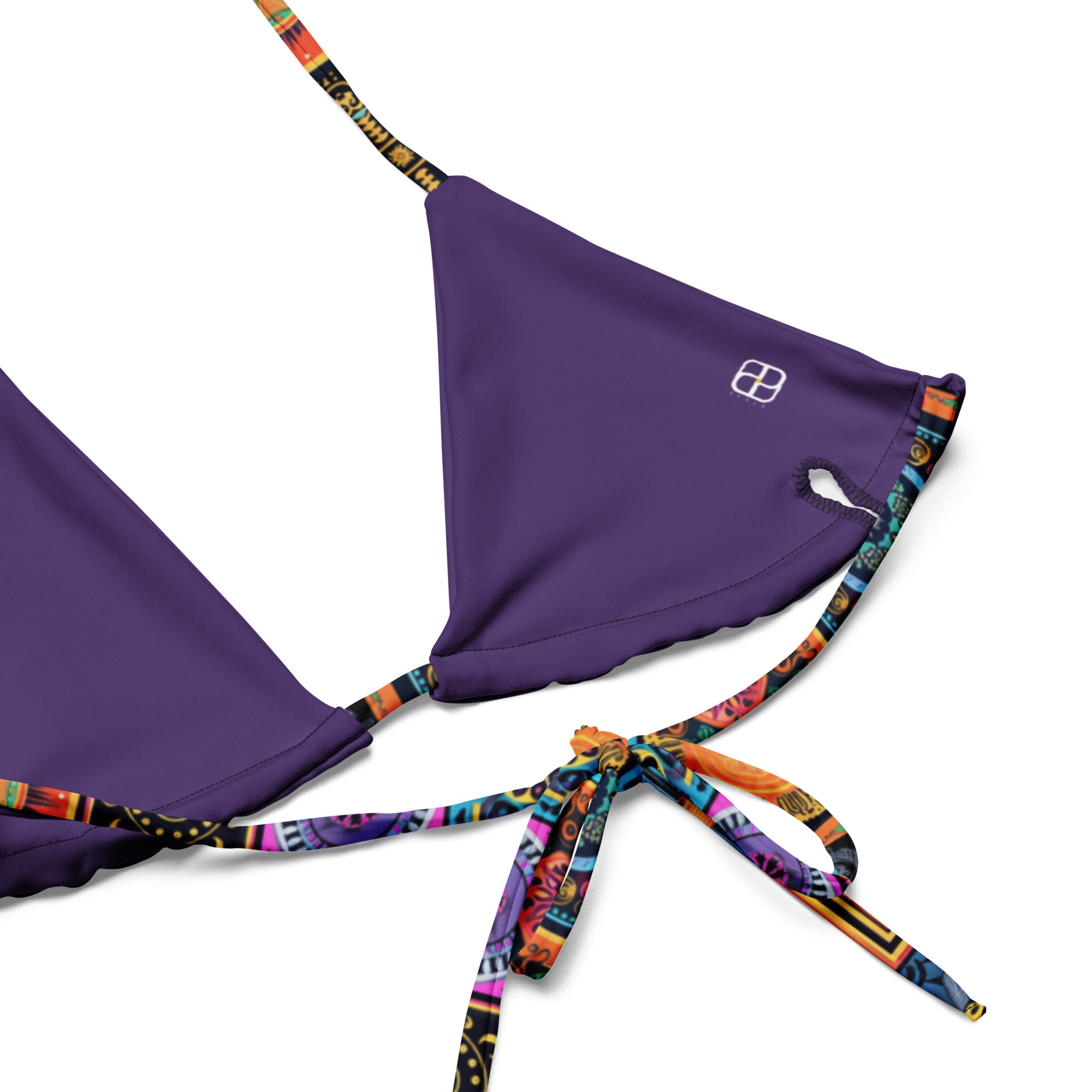All-over print recycled string bikini top