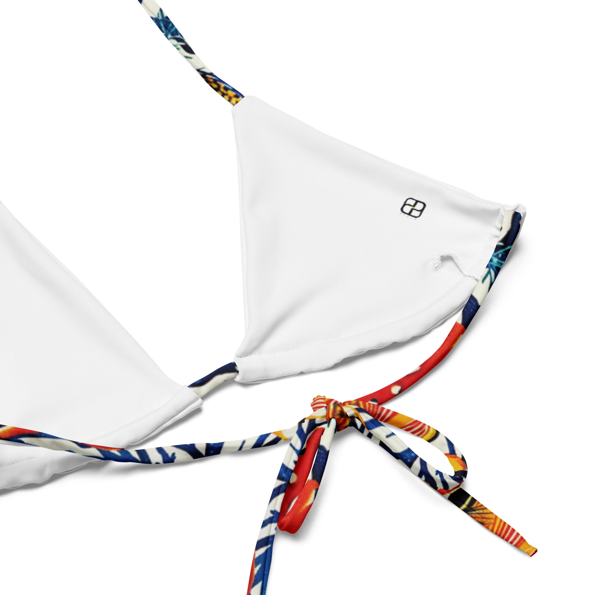 All-over print recycled string bikini top