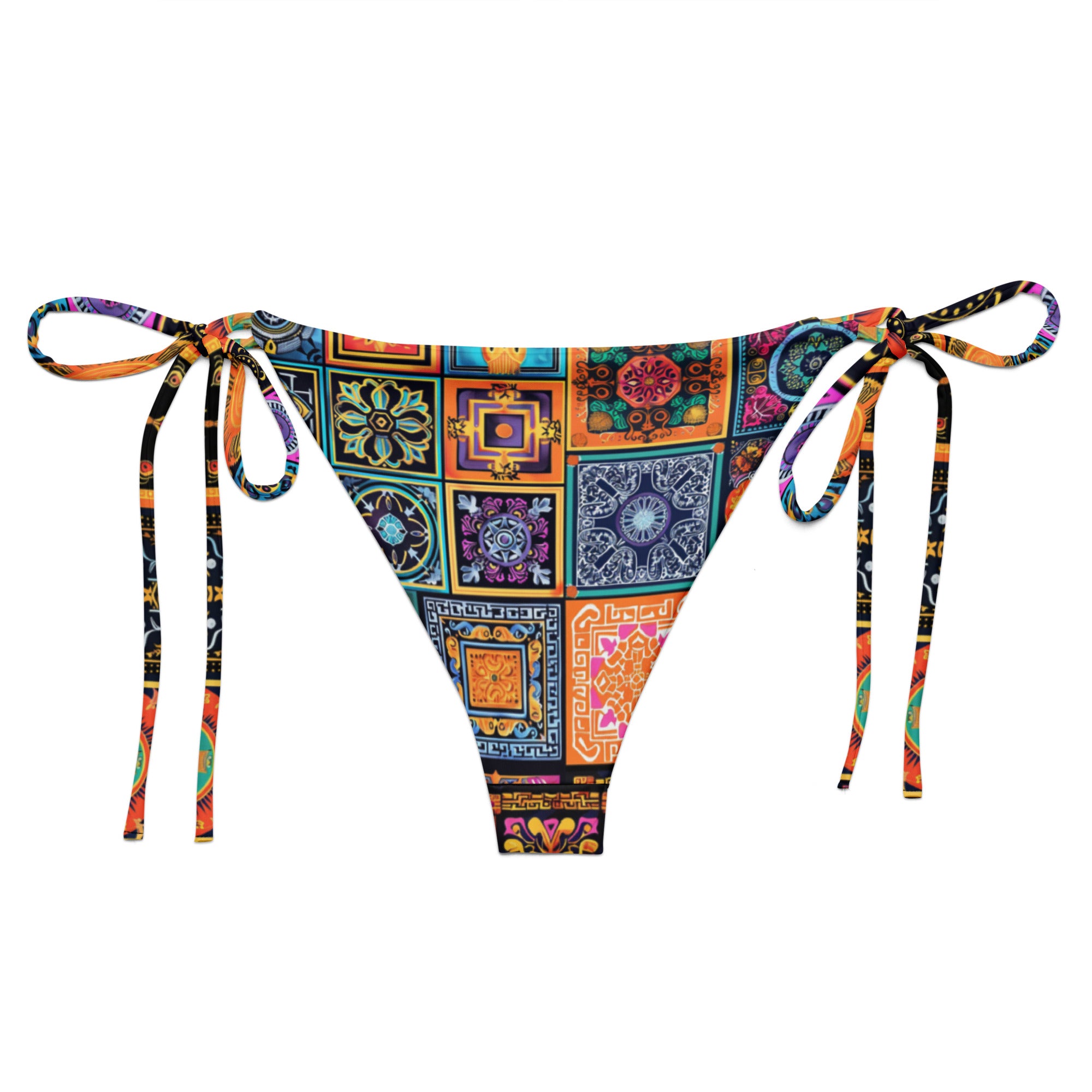 All-over print recycled string bikini bottom