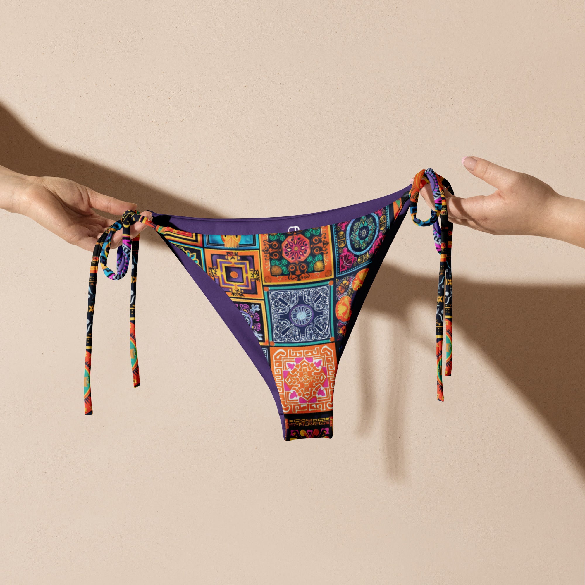All-over print recycled string bikini bottom