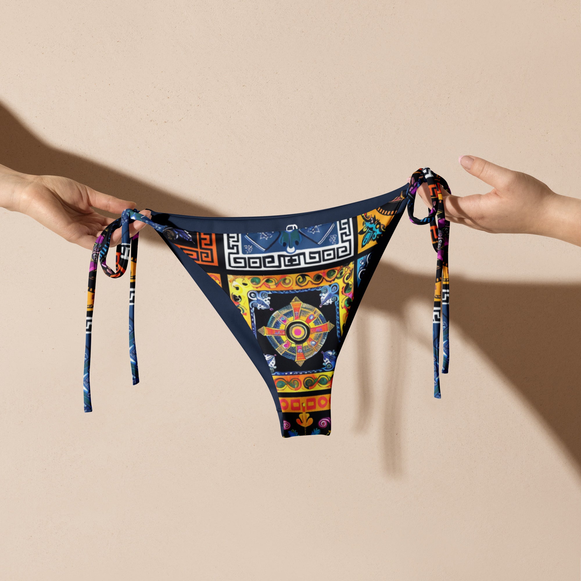 All-over print recycled string bikini bottom