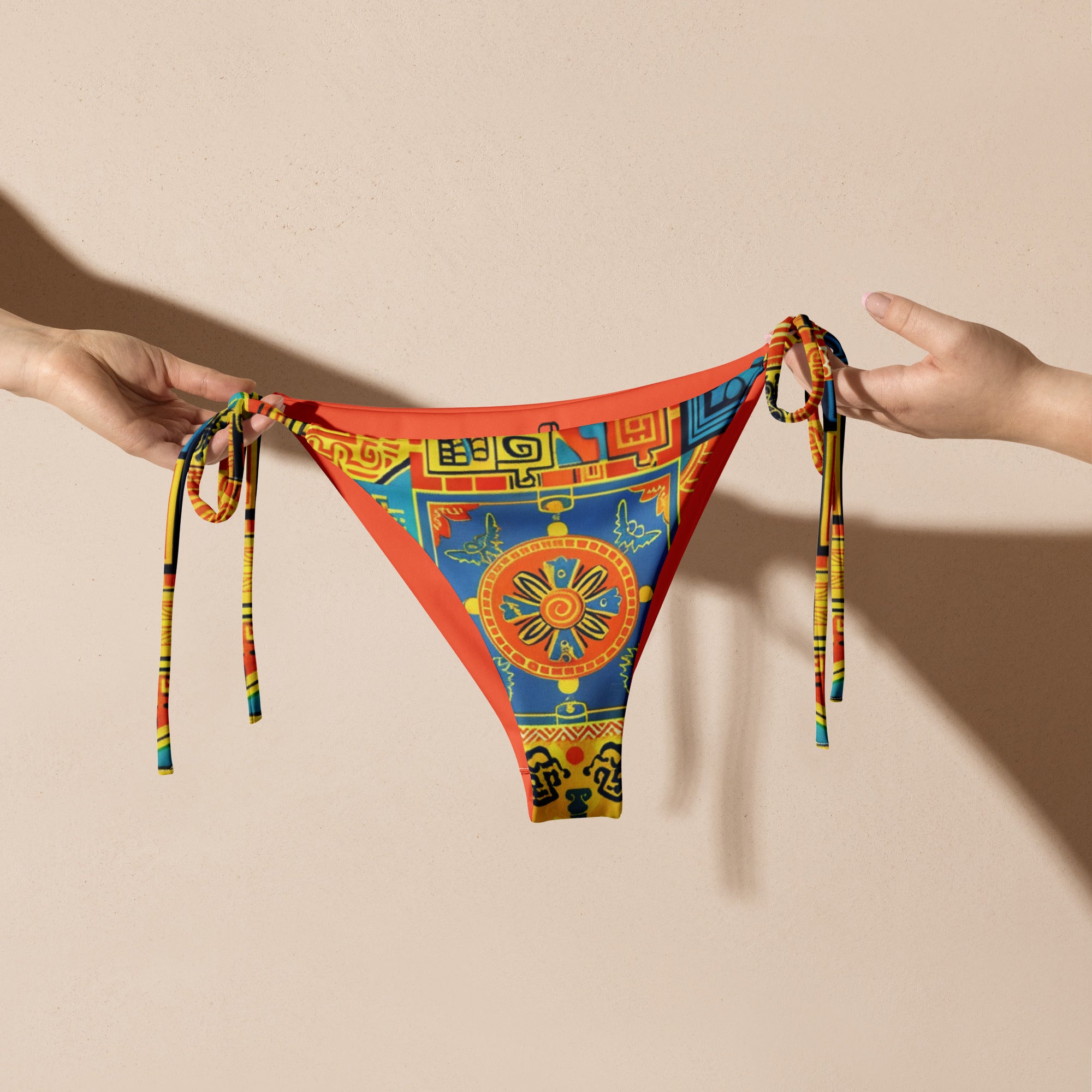 All-over print recycled string bikini bottom