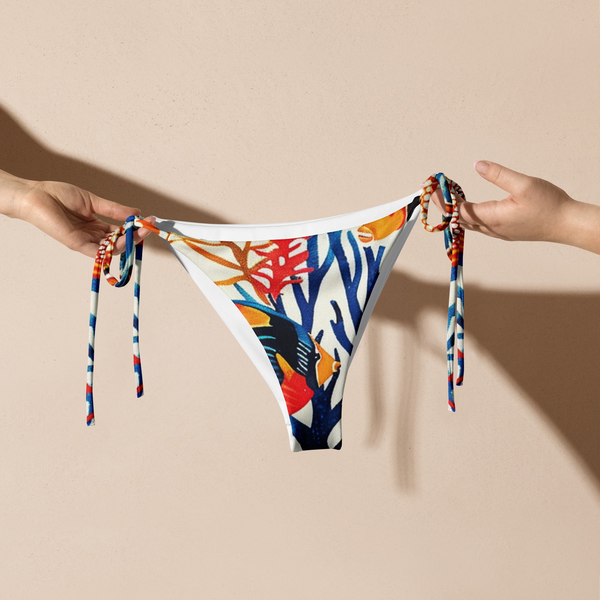 All-over print recycled string bikini bottom