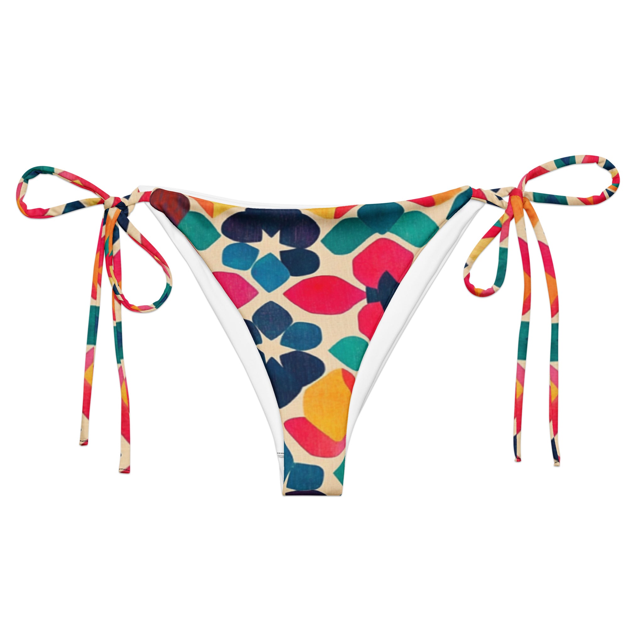 All-over print recycled string bikini bottom