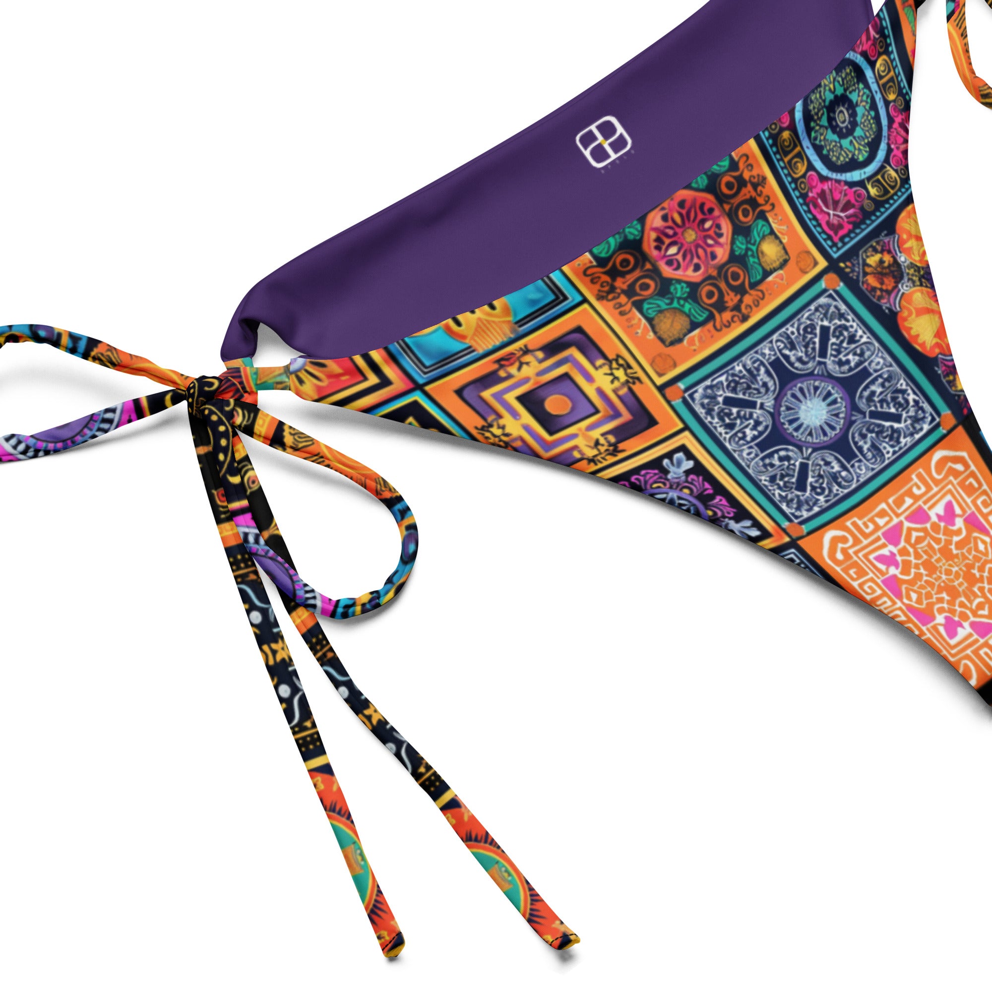 All-over print recycled string bikini bottom