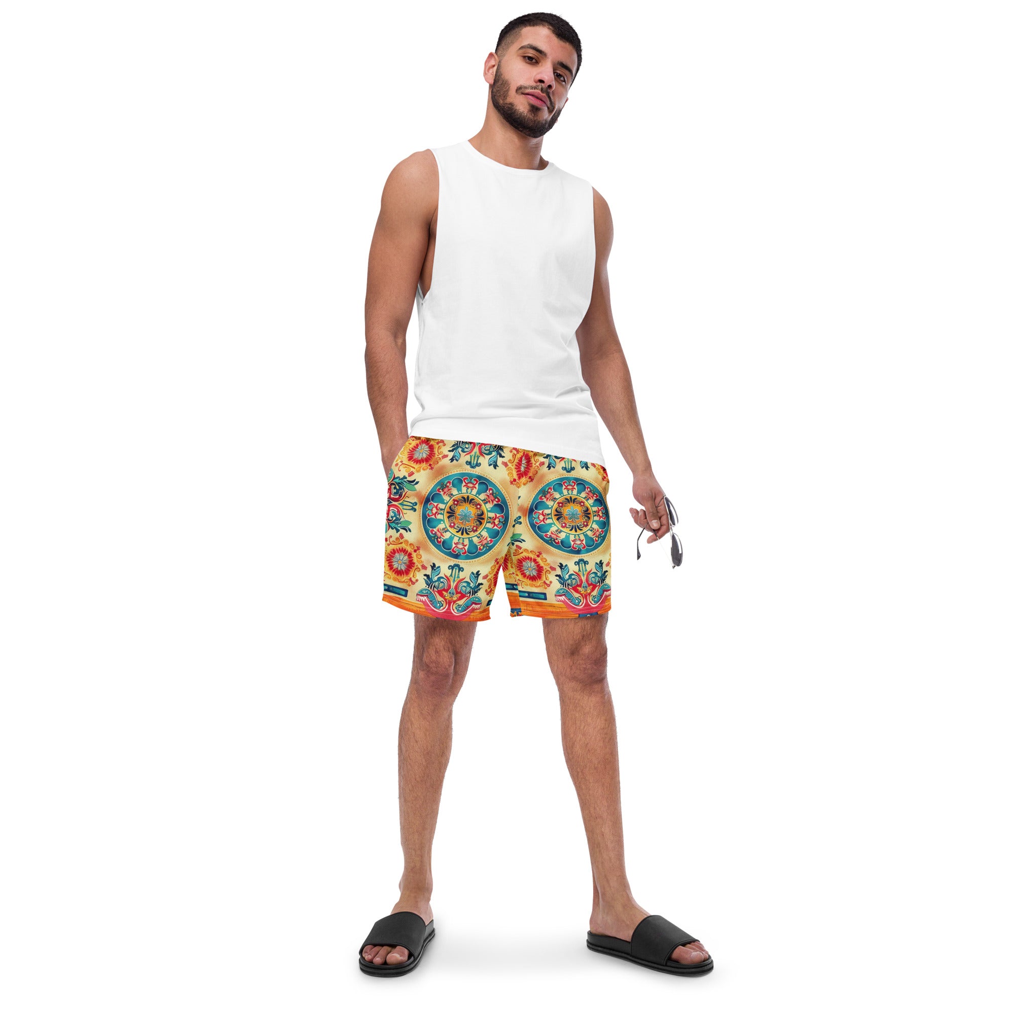 All-Over Print Recycled Swim Trunks