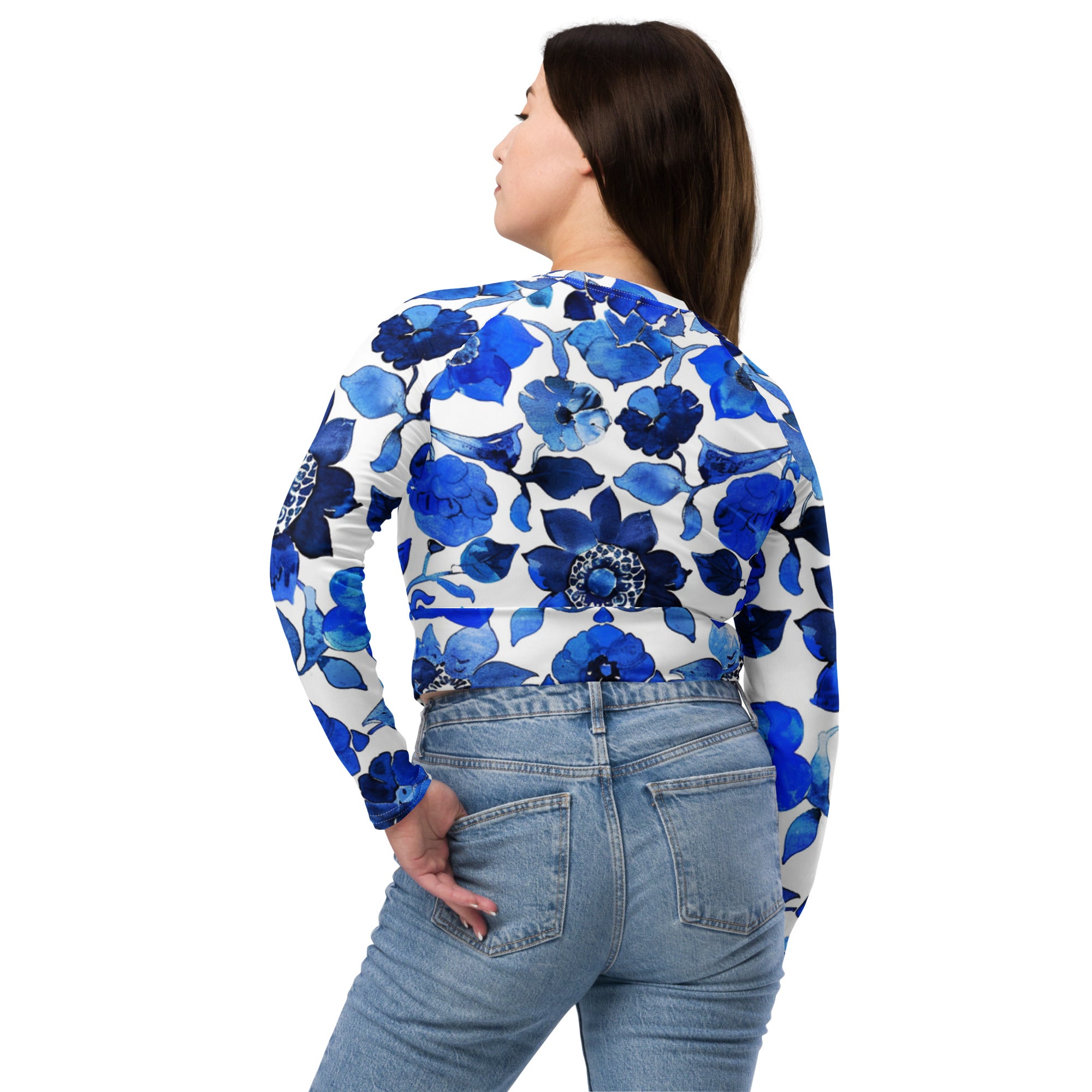 Recycled long-sleeve crop top