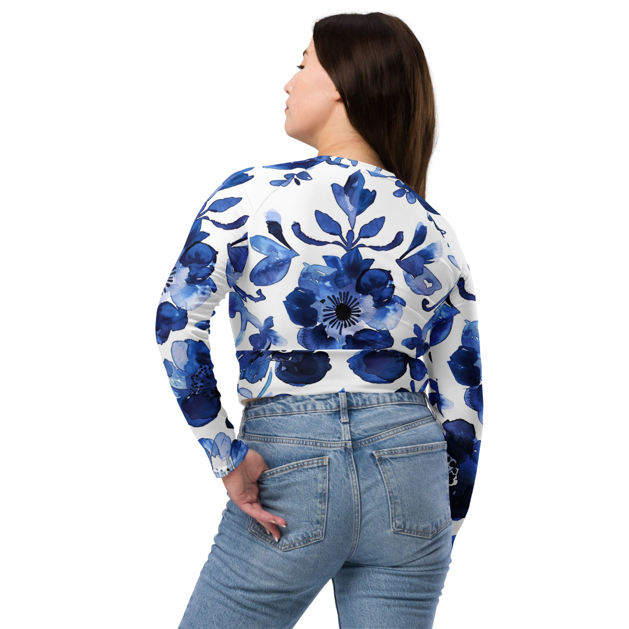 Recycled long-sleeve crop top