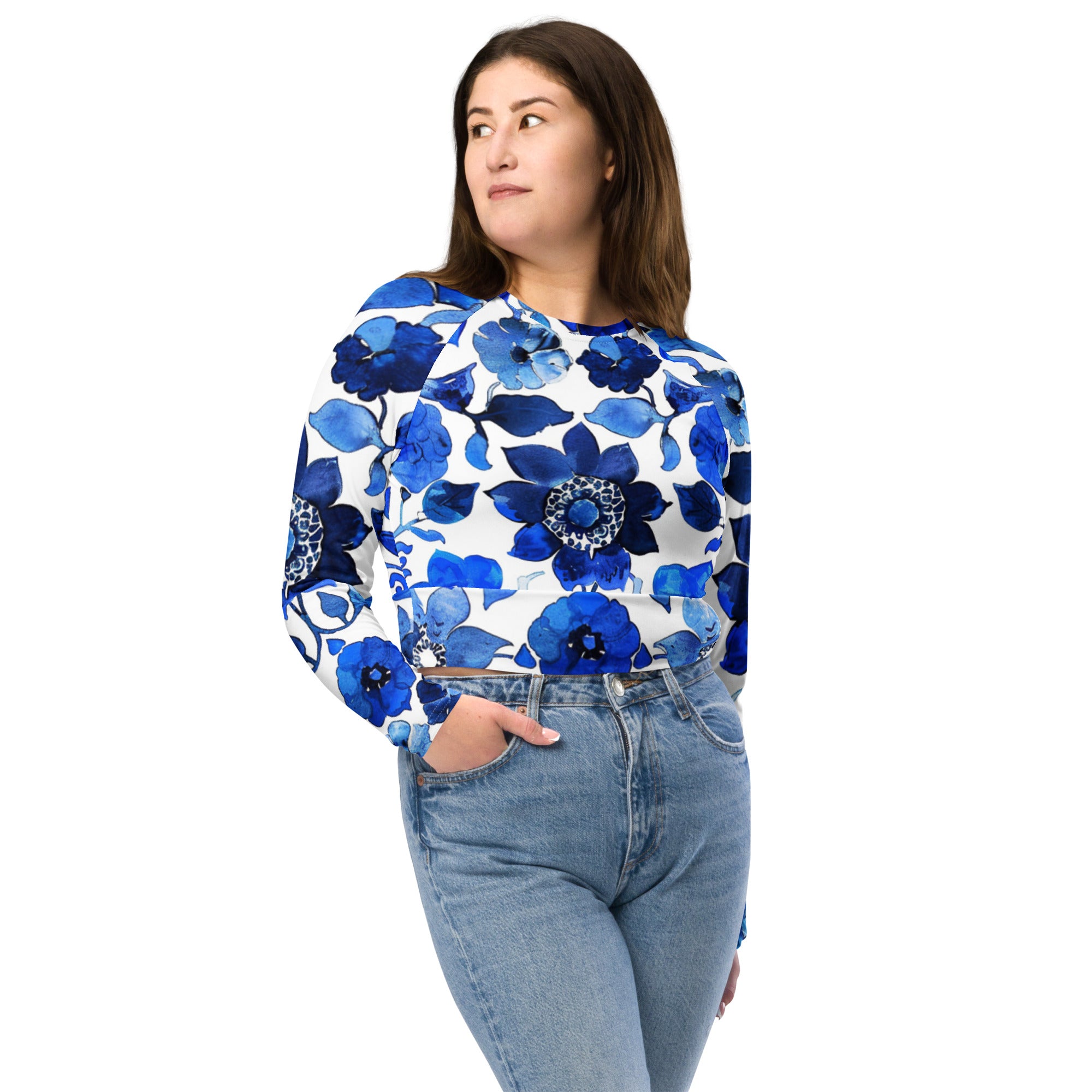 Recycled long-sleeve crop top