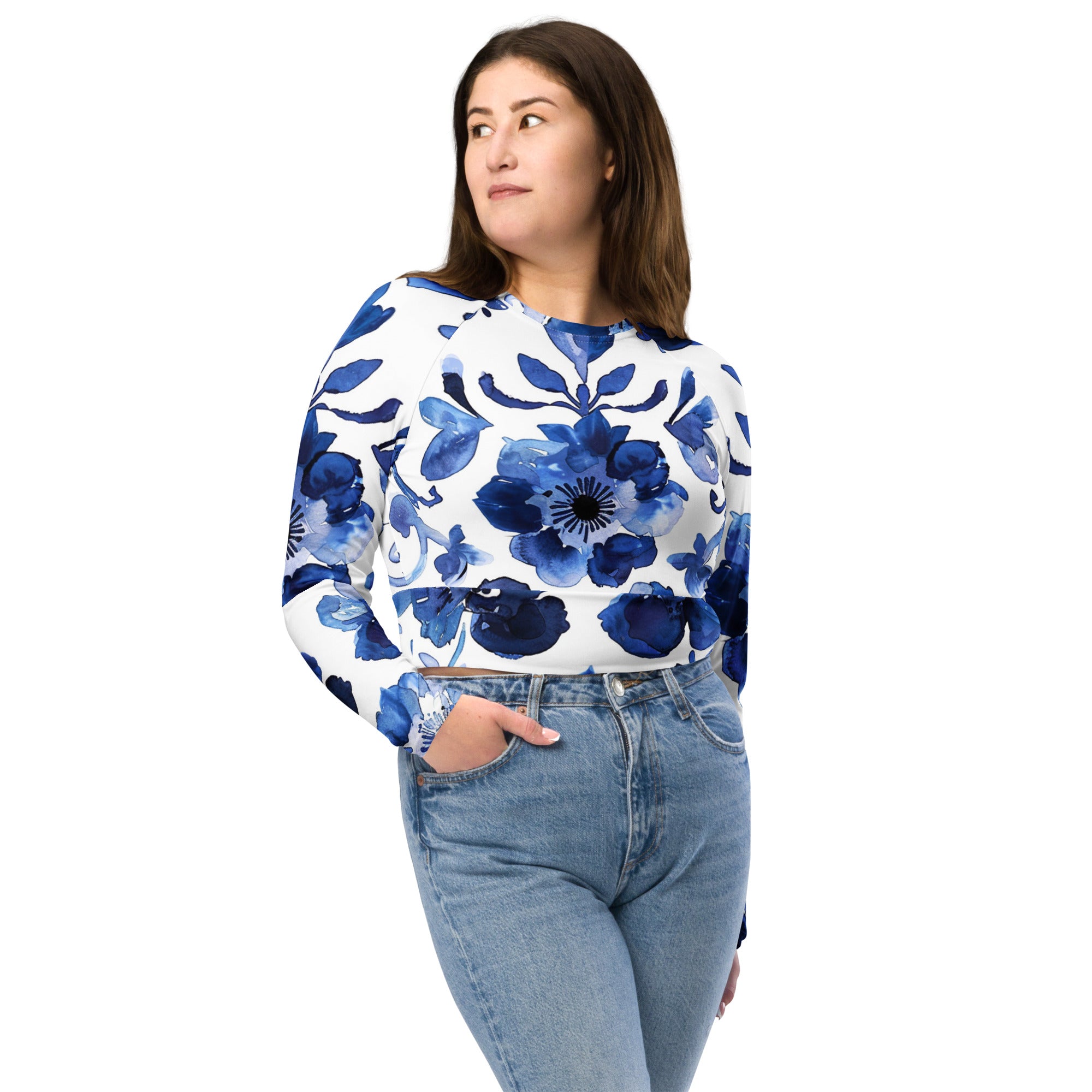 Recycled long-sleeve crop top