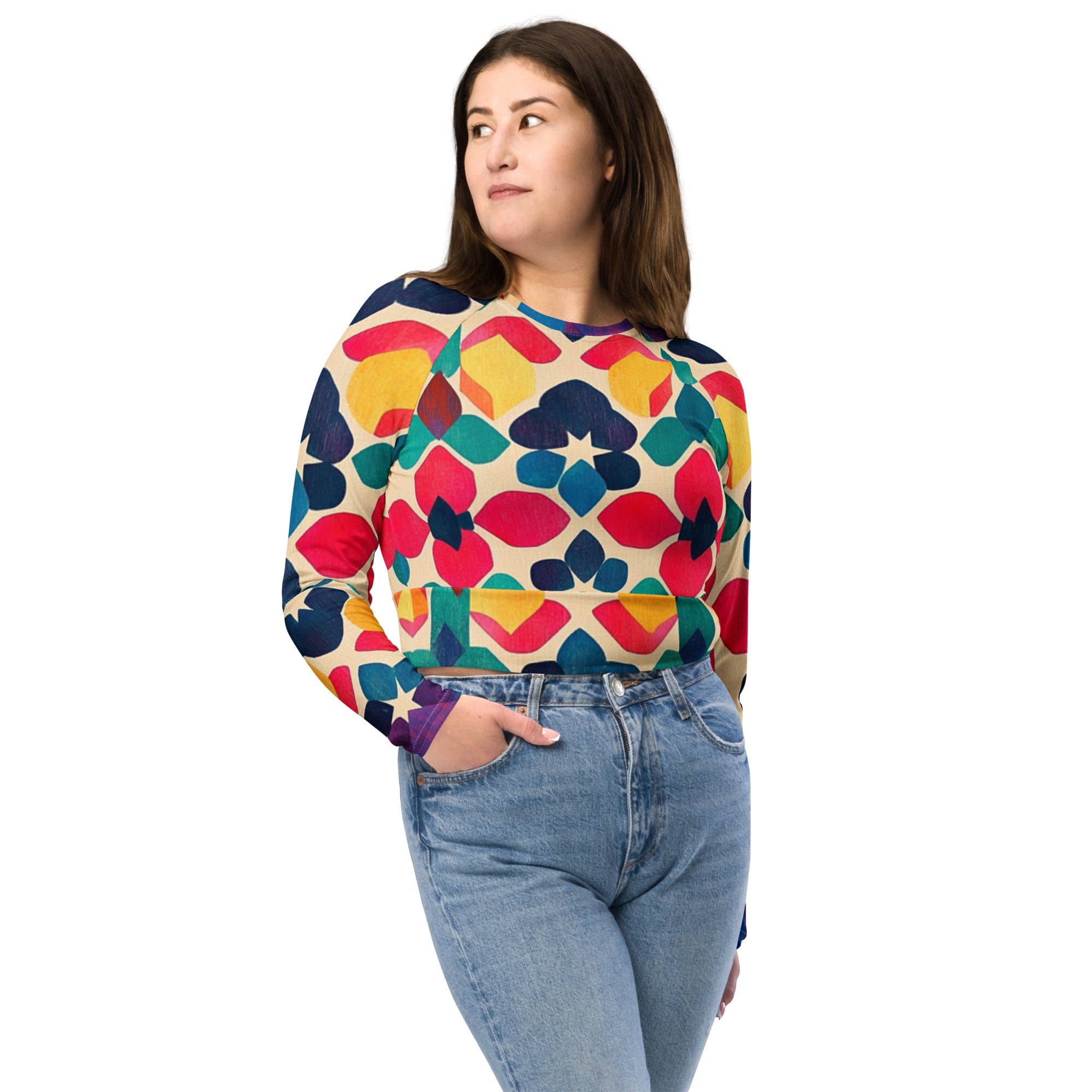 Recycled long-sleeve crop top