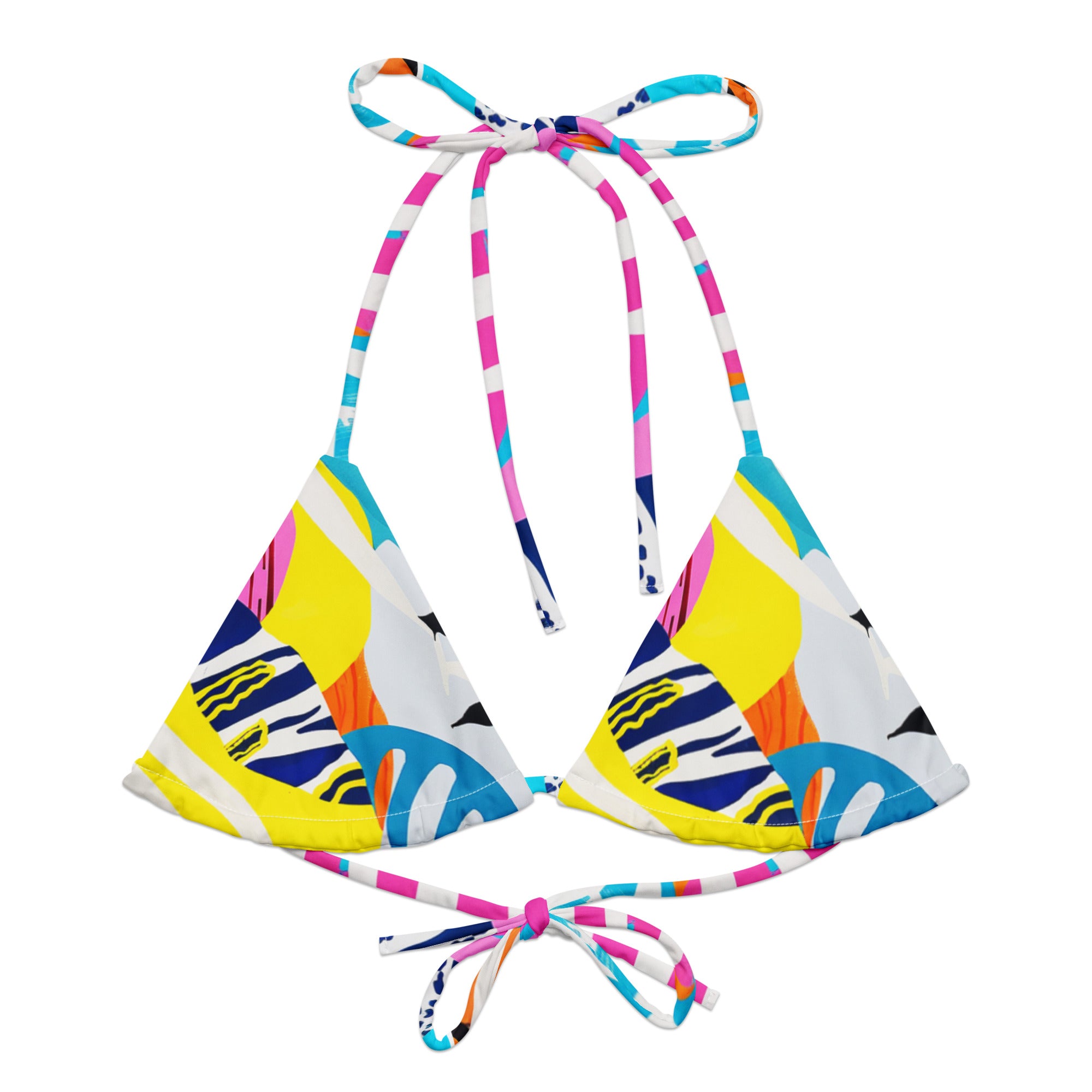 All-over print recycled string bikini top