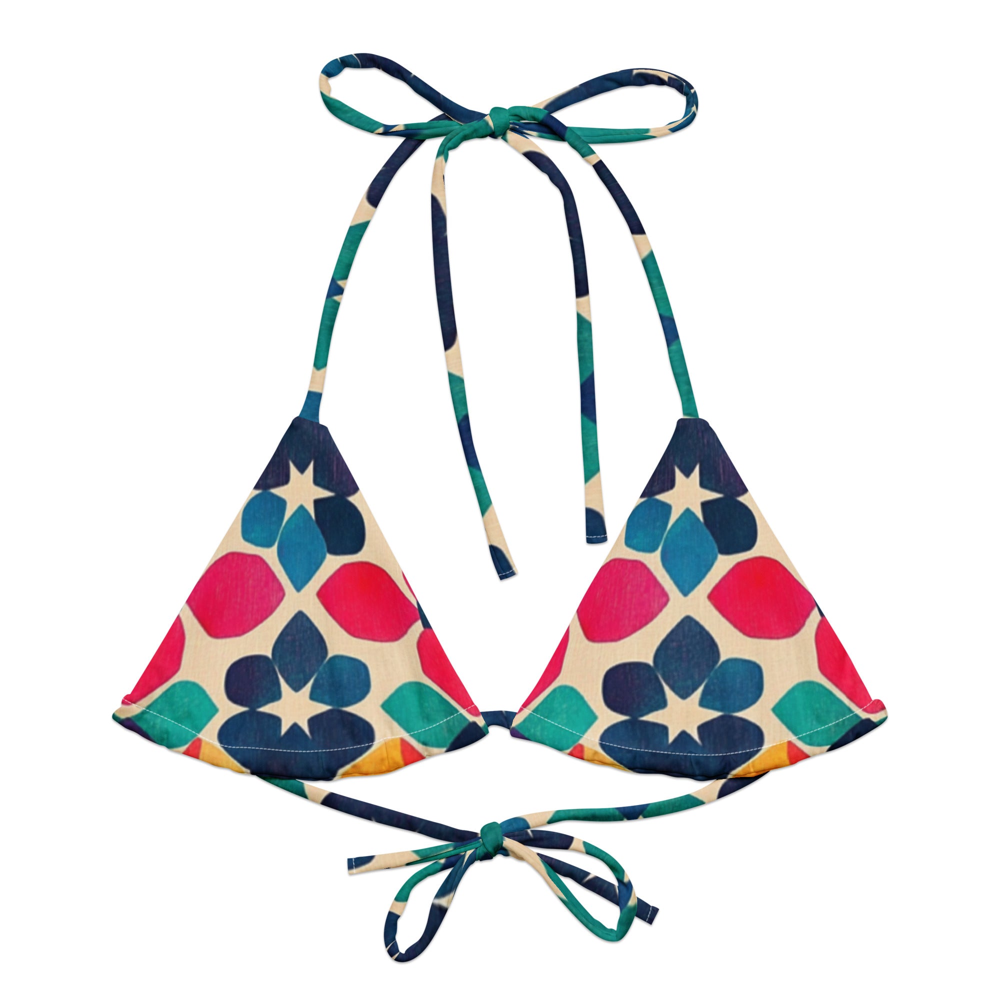 All-over print recycled string bikini top